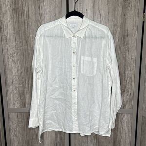 J Jill Love Linen White Shirt Size M Long sleeves Bohemian Lagenlook